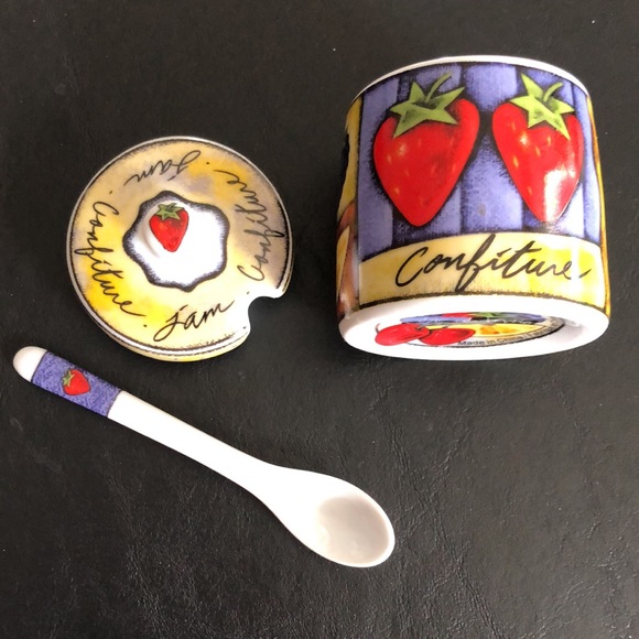 Joie de Vivre Confiture - Jam or Jelly Jar canister w/ lid & spoon - Picture 3 of 8